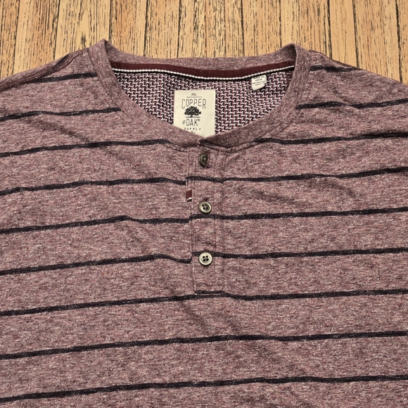 The Authentic Copper Oak Supply Mens‎ Purple And Black Striped XL Quarter Button - Picture 3 of 15